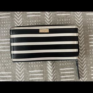 Kate Spade Black & White Striped Wallet - Gently Used